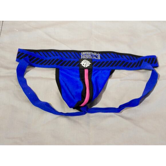 Mens Breedwell Blue Jockstrap | Fetish AF  | Pink Stripe Power Bottom Gear XL - Picture 3 of 3